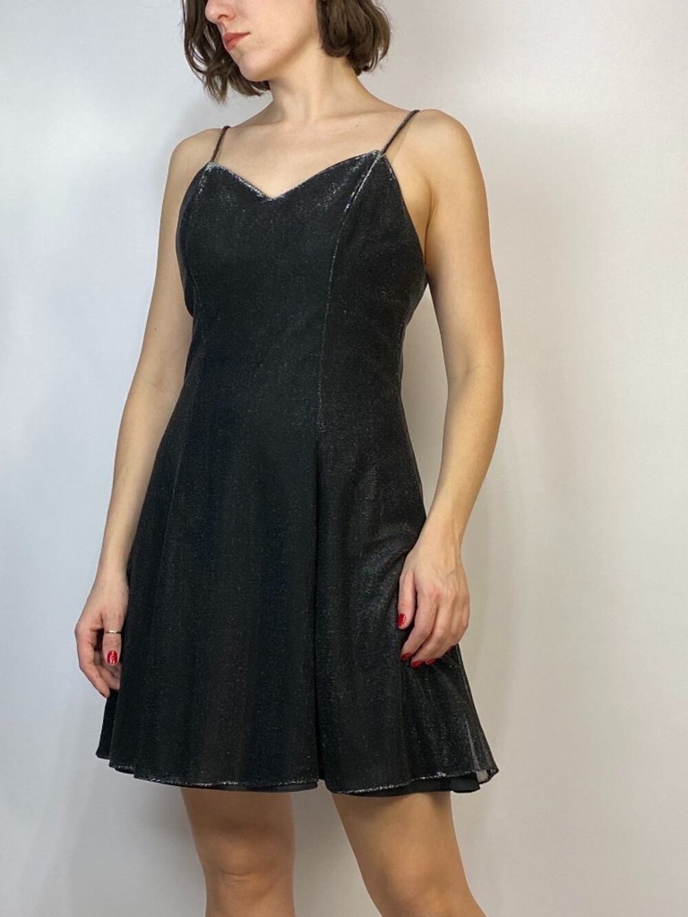 Vintage 1980s SILVER Metallic Open Back Dress! Medium - Picture 6 of 7